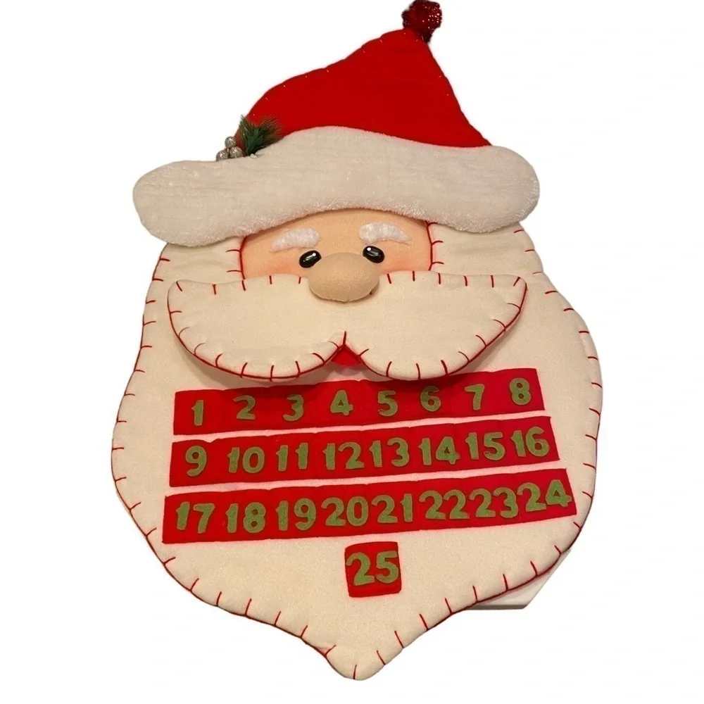 Santa Claus Hanging Felt Christmas Advent Calendar December Countdown Pockets